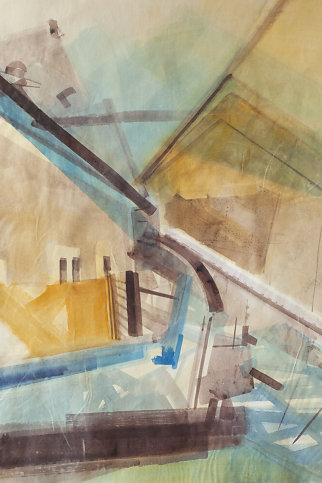 Stefanie Pojar: Houses, 2016, Tinte auf Papier, 100 x 75 cm

